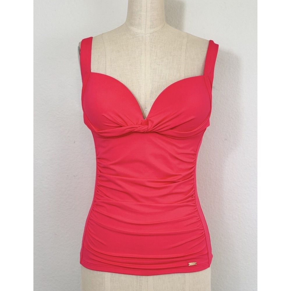 Joules Tankini Top Only Red Coral Ruching Size 8 NEW